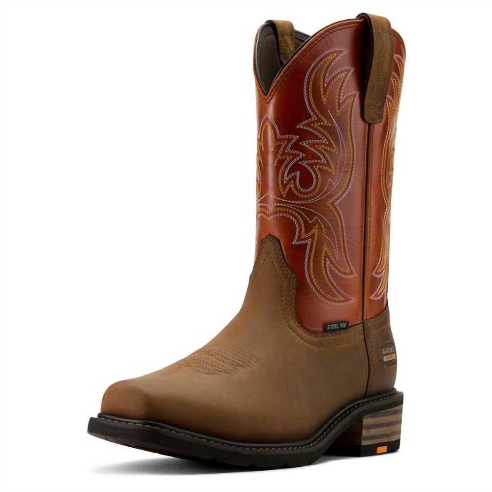 NEW ARIAT men's ironside square steel toe western work boots - medium in rye